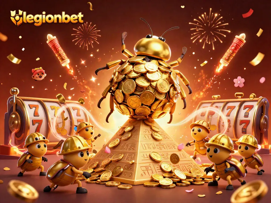 Experience the excitement of gaming at legionbet with golden coins, lively characters, and dynamic casino elements.