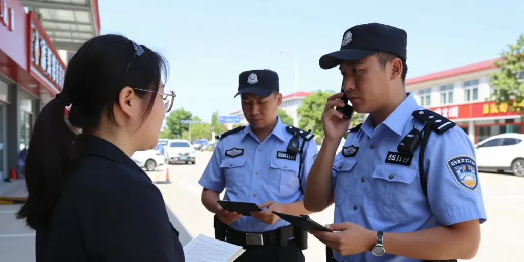 Security Company personnel assessing community property, ensuring safety.