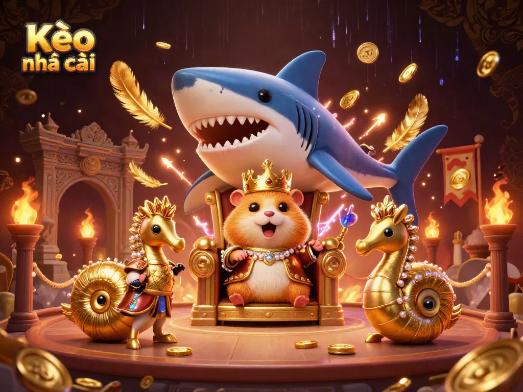 Engage with Kèo nhà cái showcased in a vibrant, dynamic gambling scene with a golden hamster king and intricate details.