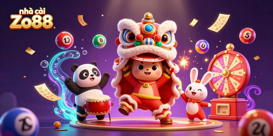 Engage with the thrilling world of nhà cái Zo88 featuring vibrant game elements and festive characters.