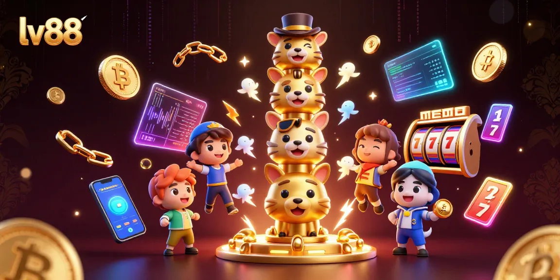Play exciting games at lv88, surrounded by a golden totem pole and vibrant casino symbols.