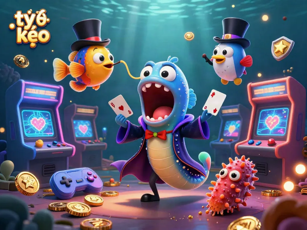Experience the thrilling tỷ lệ kèo with a stunning underwater casino scene featuring unique characters.