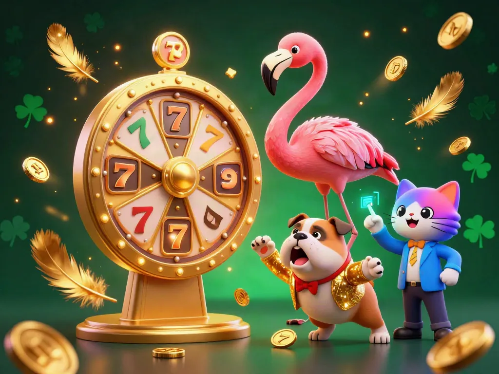 Experience Onbet's exciting gaming scene with a flamingo host and bulldog contestant. Join the thrill today!