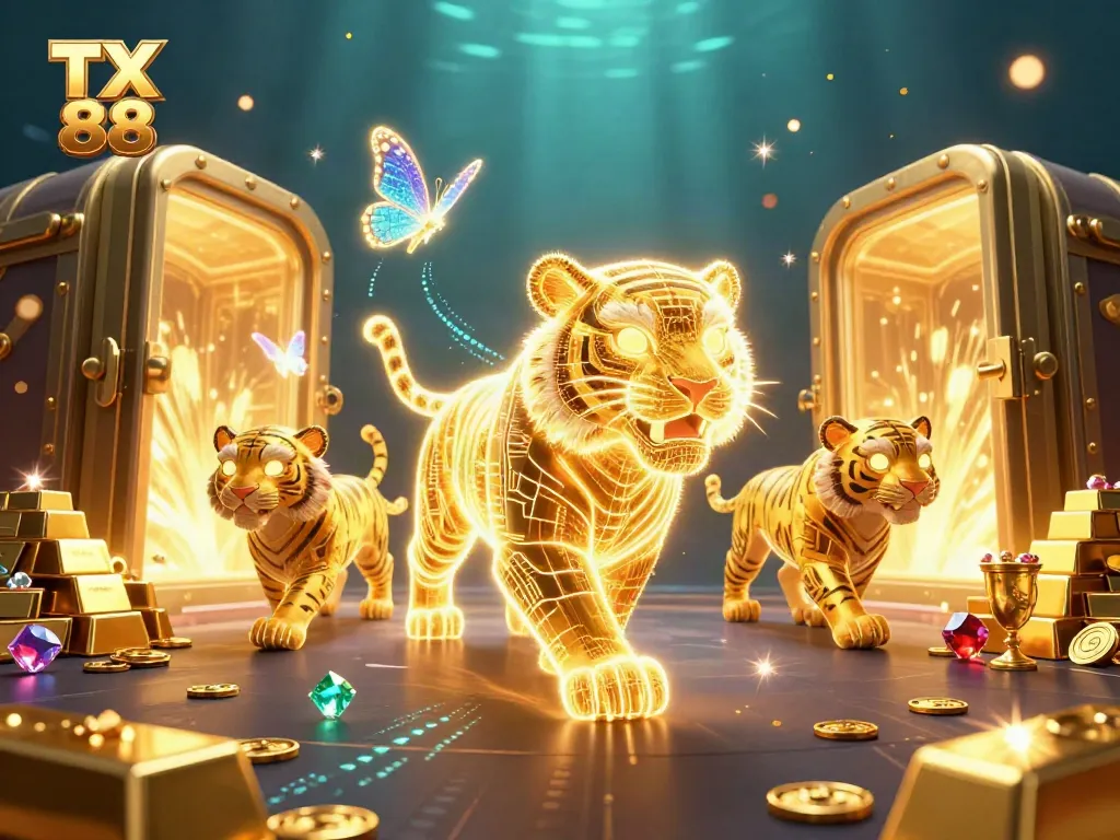 Experience breathtaking wins at TX 88 with the golden tiger in a vibrant casino scene.