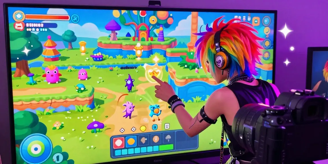 Sissy hentai game character transformation in a vibrant digital landscape with playful animations and colorful visuals.