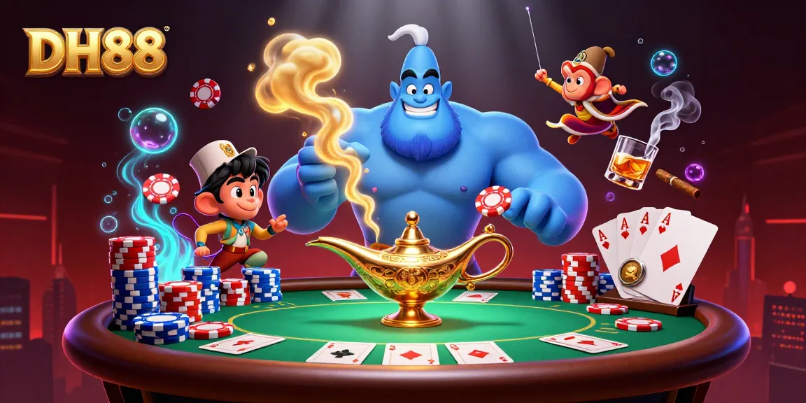 Experience the excitement of DH88 with vibrant poker elements, magical characters, and engaging casino theme.