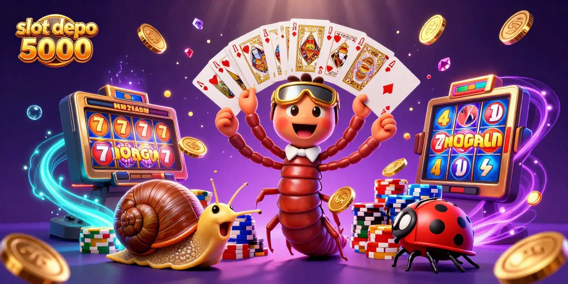 Experience thrilling gameplay at slot depo 5000 with colorful slots, vibrant characters, and a dynamic casino atmosphere.