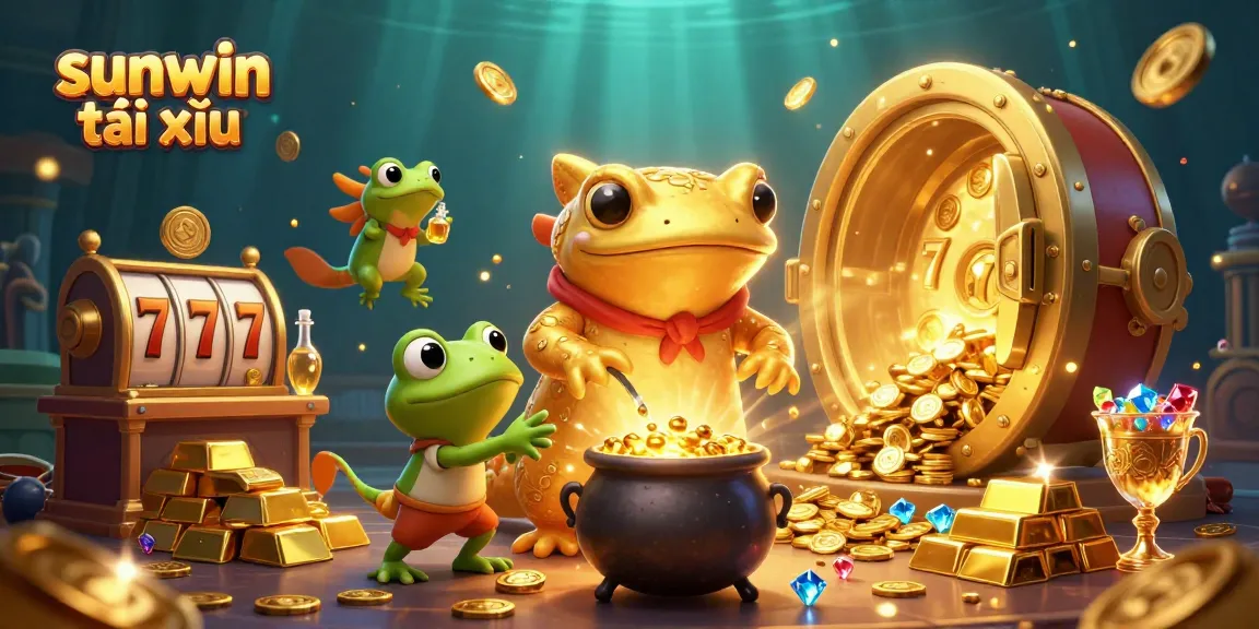 Engage in sunwin tài xỉu with our vibrant illustration featuring a gold-transmuting alchemist and gaming treasures.