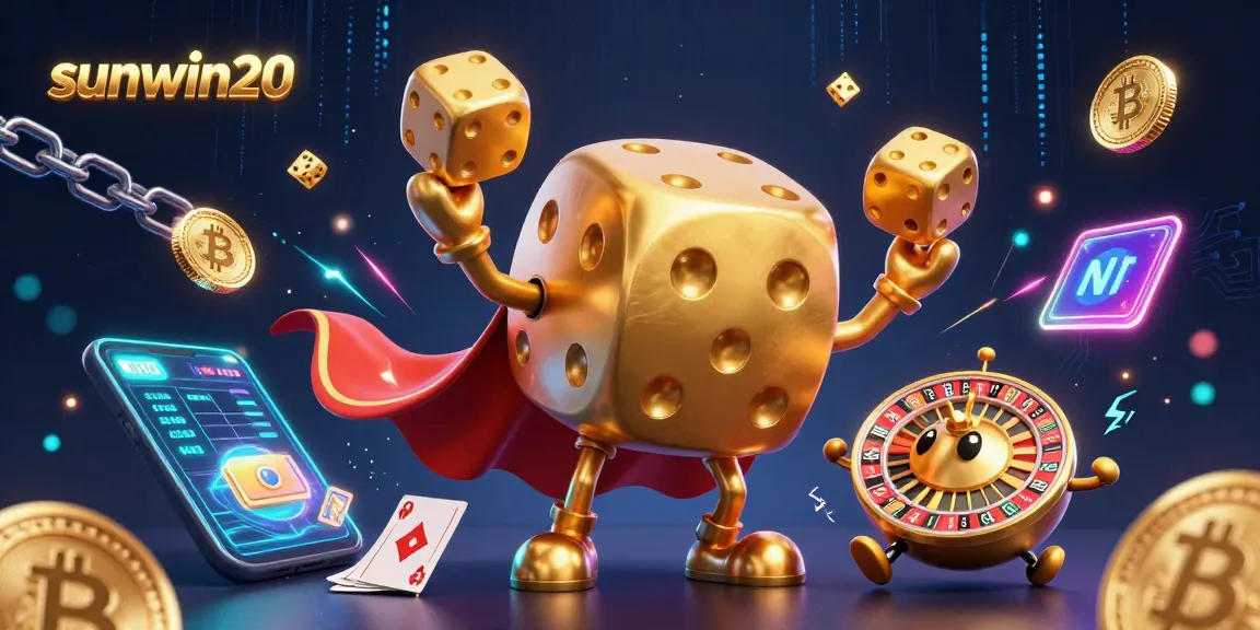 Experience thrilling gameplay with sunwin20 at the vibrant casino featuring golden dice and crypto elements.